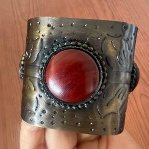 Soft Surroundings Bronze Tone Burnished Brass Stone Cuff Bracelet Pre-Owned